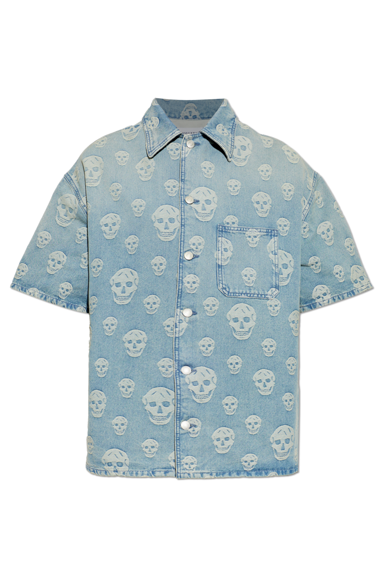 Alexander McQueen Denim shirt with a distinctive skull motif